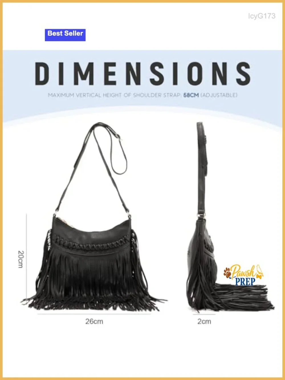 Vegan Leather Fringe Tassel Hobo Crossbody Bag with Adjustable Strap